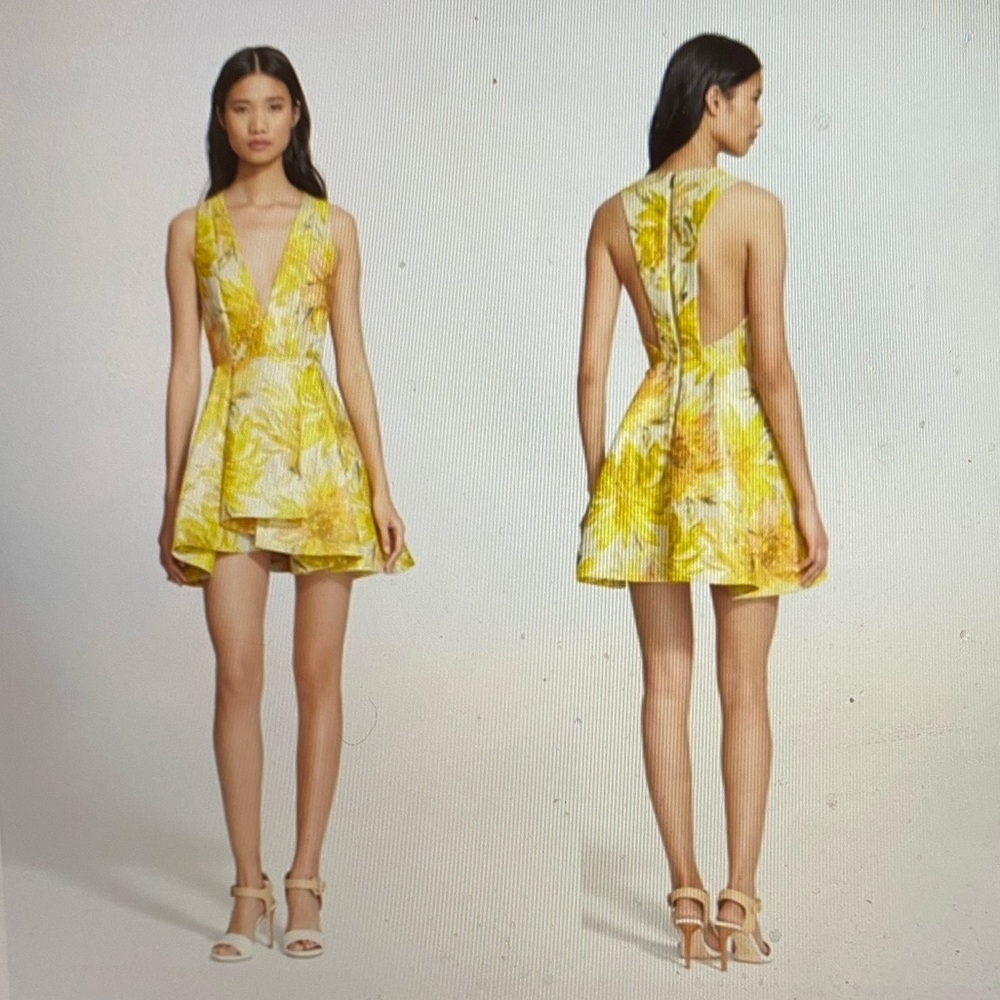 Alice and Olivia Jacquard Yellow Dress